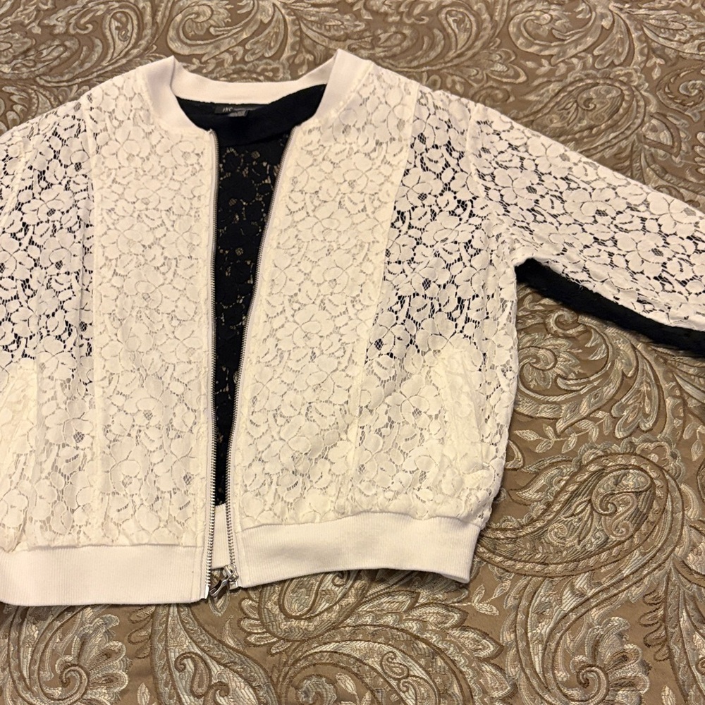 INC International Concepts White/Black Lace Jacket